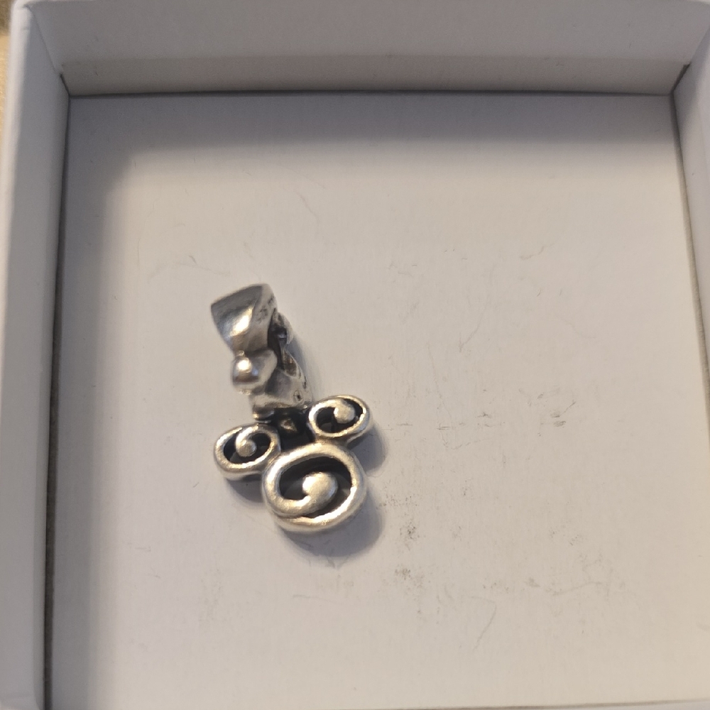 Chamilia Disney Mickey Silver Charm with Elegant Swirl Design